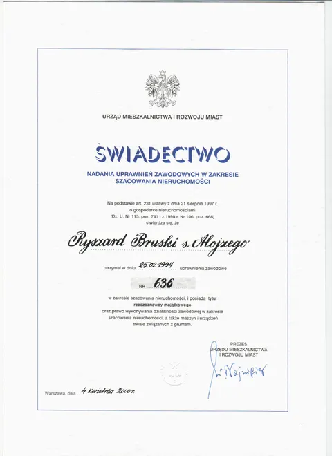 Uprawnienia Rzeczoznawcy Majątkowego